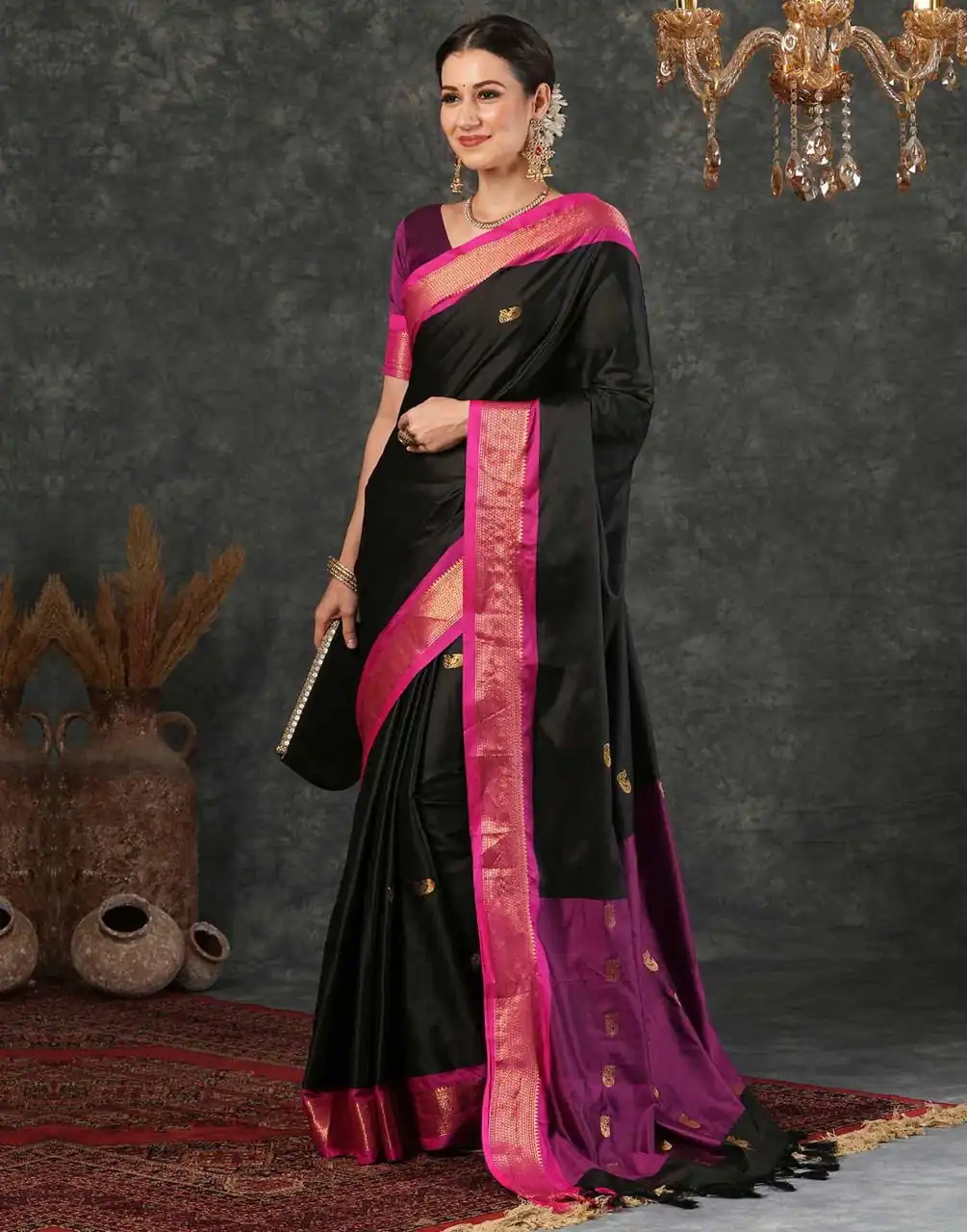KP 7009 Black Soft Lichi Silk Saree with Lace Work & Lace Border. Introductory Price ₹1649. Delivery 4-6 Working Days. Shop now. | Creative Sarees, Bollywood Sarees, Designer Sarees, Embroidered Sarees, Ethnic Saree, Modern Digital sarees, Party Wear Sarees, Sarees