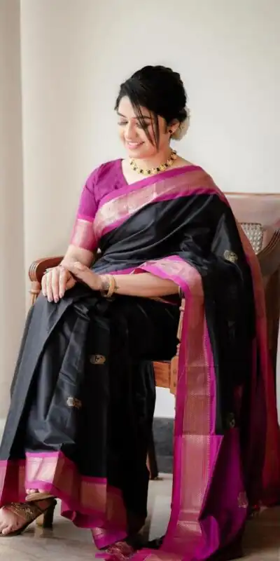 KP 7009 Black Soft Lichi Silk Saree with Lace Work & Lace Border. Introductory Price ₹1649. Delivery 4-6 Working Days. Shop now. | Creative Sarees, Bollywood Sarees, Designer Sarees, Embroidered Sarees, Ethnic Saree, Modern Digital sarees, Party Wear Sarees, Sarees
