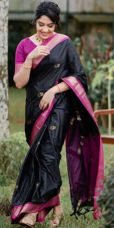 KP 7009 Black Soft Lichi Silk Saree with Lace Work & Lace Border. Introductory Price ₹1649. Delivery 4-6 Working Days. Shop now. | Creative Sarees, Bollywood Sarees, Designer Sarees, Embroidered Sarees, Ethnic Saree, Modern Digital sarees, Party Wear Sarees, Sarees