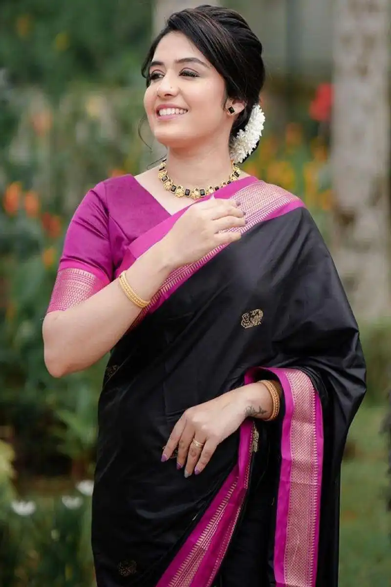 KP 7009 Black Soft Lichi Silk Saree with Lace Work & Lace Border. Introductory Price ₹1649. Delivery 4-6 Working Days. Shop now. | Creative Sarees, Bollywood Sarees, Designer Sarees, Embroidered Sarees, Ethnic Saree, Modern Digital sarees, Party Wear Sarees, Sarees