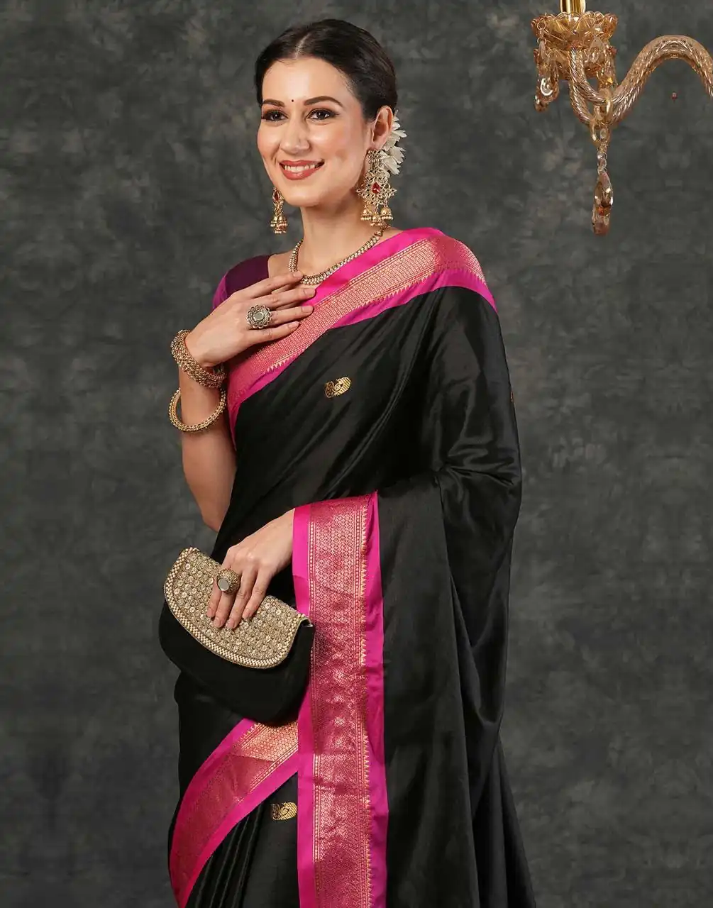KP 7009 Black Soft Lichi Silk Saree with Lace Work & Lace Border. Introductory Price ₹1649. Delivery 4-6 Working Days. Shop now. | Creative Sarees, Bollywood Sarees, Designer Sarees, Embroidered Sarees, Ethnic Saree, Modern Digital sarees, Party Wear Sarees, Sarees