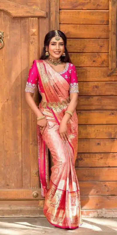 KP 6084 Peach Soft Lichi Silk Saree with Lace Work & Lace Border. Introductory Price ₹1449. Delivery 4-6 Working Days. Shop now. | Creative Sarees, Bollywood Sarees, Designer Sarees, Embroidered Sarees, Ethnic Saree, Modern Digital sarees, Party Wear Sarees, Sarees