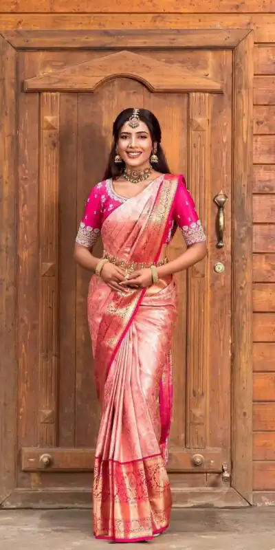 KP 6084 Peach Soft Lichi Silk Saree with Lace Work & Lace Border. Introductory Price ₹1449. Delivery 4-6 Working Days. Shop now. | Creative Sarees, Bollywood Sarees, Designer Sarees, Embroidered Sarees, Ethnic Saree, Modern Digital sarees, Party Wear Sarees, Sarees