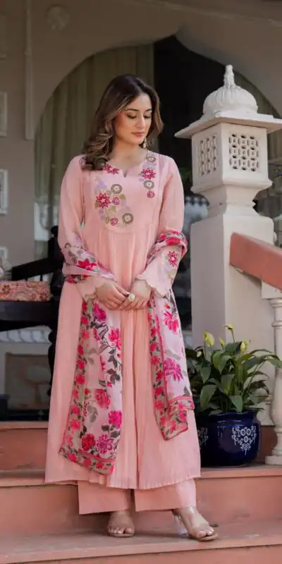 DIVA 166 Peach Mal Chanderi Salwar Suit Perfect for Wedding, Party, Baisakhi, Housewarming, Sangeet – Introductory Price ₹2249. Delivery 4-6 Working D | Casual Suits, Jump Suits, Creative suits, Designer Suits, Palazzo Suits, Party Wear Suits, Patiala Suits, Salwar suit, Straight Suits