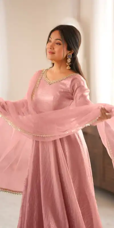 SRK 5355 Pink Doremon Crush Gown with Lace Work & Mirror Work. Exclusive Offer ₹2099. Delivery 4-6 Working Days. Shop now. | Bollywood Gowns, Creative Gowns, Designer Gowns, Embroidered Gowns, Gowns, Party Wear Gowns