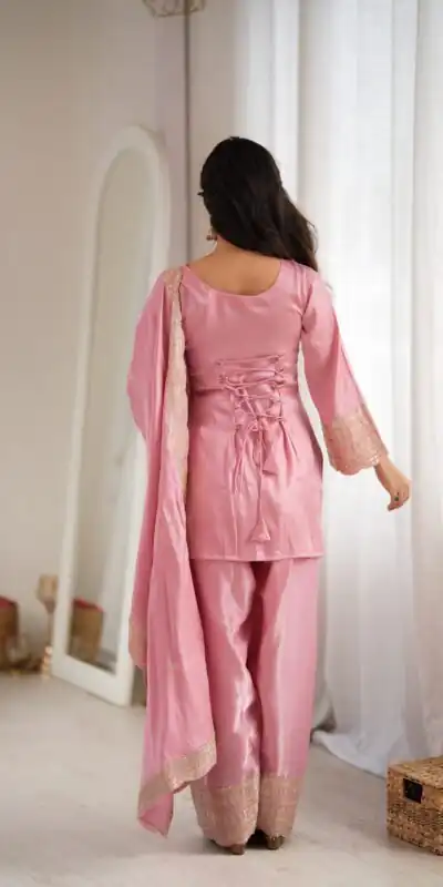 KB 304 Pink in Glass Roman Silk. Sequins Work & Embroidery Work Salwar Suit Festive Deal ₹1999. Delivery 4-6 Working Days. Shop now. | Casual Suits, Jump Suits, Creative suits, Designer Suits, Palazzo Suits, Party Wear Suits, Patiala Suits, Salwar suit, Straight Suits