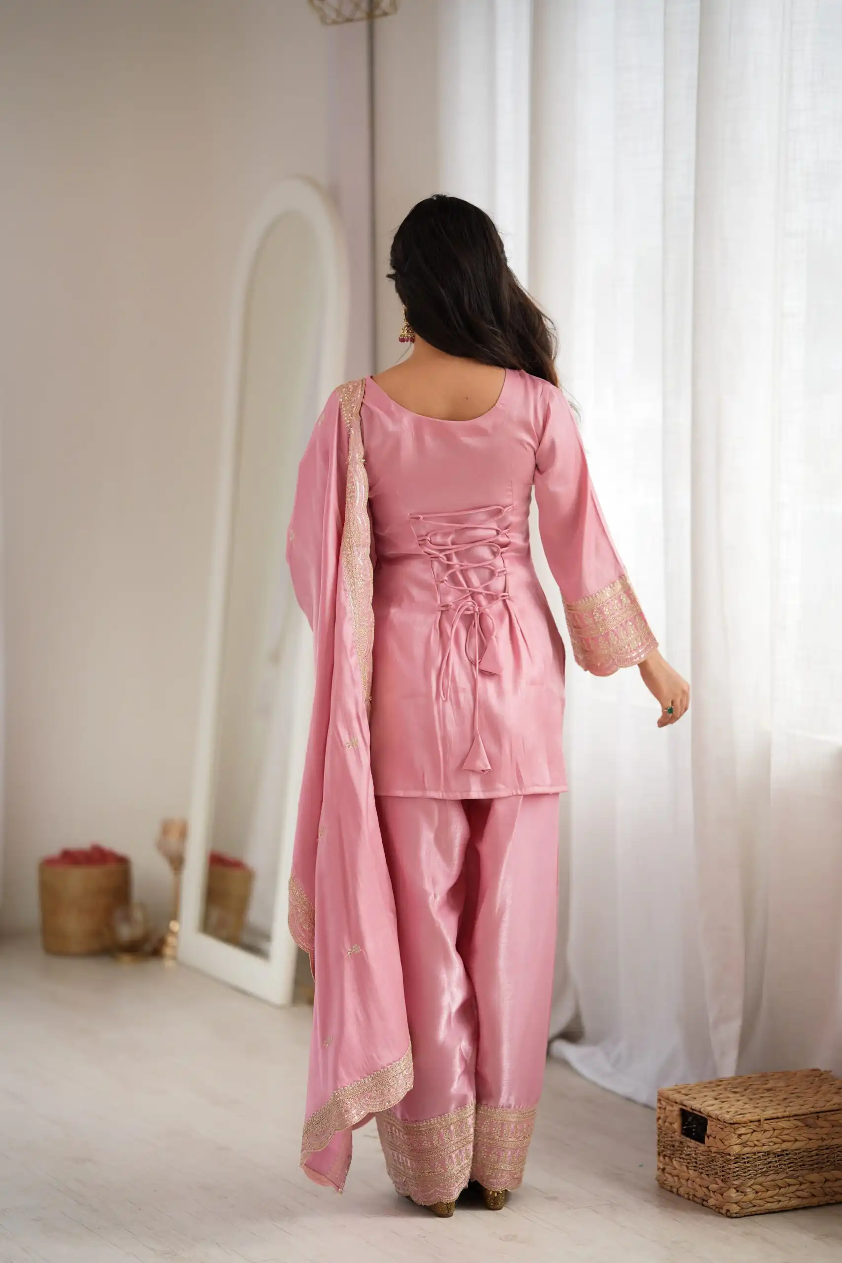 KB 304 Pink in Glass Roman Silk. Sequins Work & Embroidery Work Salwar Suit Festive Deal ₹1999. Delivery 4-6 Working Days. Shop now. | Casual Suits, Jump Suits, Creative suits, Designer Suits, Palazzo Suits, Party Wear Suits, Patiala Suits, Salwar suit, Straight Suits