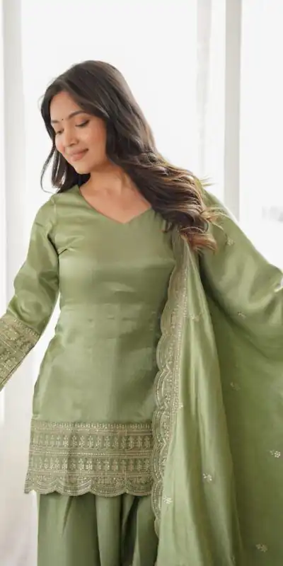 KB 304 Pista in Glass Roman Silk. Sequins Work & Embroidery Work Salwar Suit Festive Deal ₹1999. Delivery 4-6 Working Days. Shop now. | Casual Suits, Jump Suits, Creative suits, Designer Suits, Palazzo Suits, Party Wear Suits, Patiala Suits, Salwar suit, Straight Suits