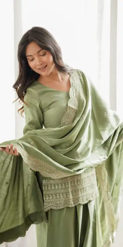 KB 304 Pista in Glass Roman Silk. Sequins Work & Embroidery Work Salwar Suit Festive Deal ₹1999. Delivery 4-6 Working Days. Shop now. | Casual Suits, Jump Suits, Creative suits, Designer Suits, Palazzo Suits, Party Wear Suits, Patiala Suits, Salwar suit, Straight Suits