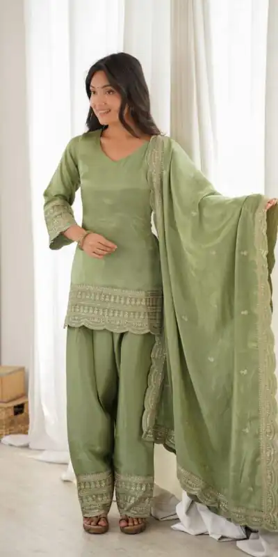 KB 304 Pista in Glass Roman Silk. Sequins Work & Embroidery Work Salwar Suit Festive Deal ₹1999. Delivery 4-6 Working Days. Shop now. | Casual Suits, Jump Suits, Creative suits, Designer Suits, Palazzo Suits, Party Wear Suits, Patiala Suits, Salwar suit, Straight Suits