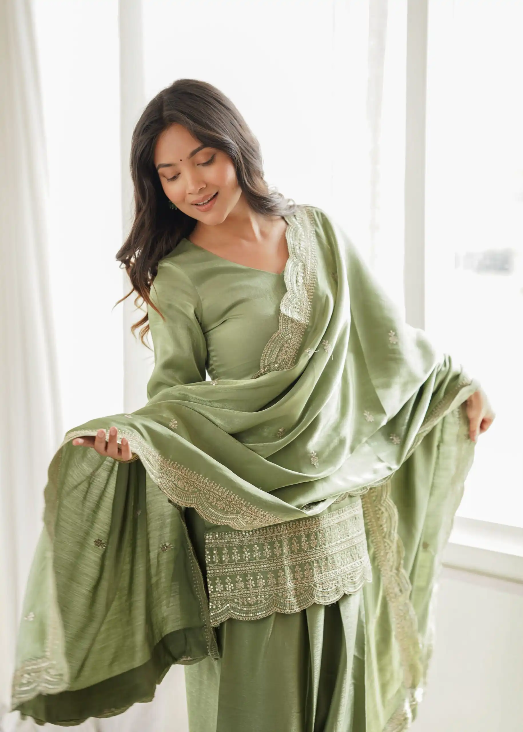 KB 304 Pista in Glass Roman Silk. Sequins Work & Embroidery Work Salwar Suit Festive Deal ₹1999. Delivery 4-6 Working Days. Shop now. | Casual Suits, Jump Suits, Creative suits, Designer Suits, Palazzo Suits, Party Wear Suits, Patiala Suits, Salwar suit, Straight Suits