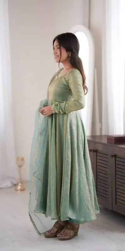 SRK 5355 Rama Doremon Crush Gown with Lace Work & Mirror Work. Exclusive Offer ₹2099. Delivery 4-6 Working Days. Shop now. | Bollywood Gowns, Creative Gowns, Designer Gowns, Embroidered Gowns, Gowns, Party Wear Gowns