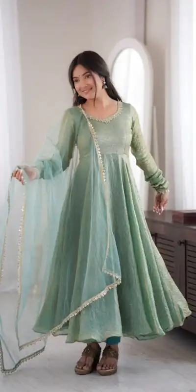 SRK 5355 Rama Doremon Crush Gown with Lace Work & Mirror Work. Exclusive Offer ₹2099. Delivery 4-6 Working Days. Shop now. | Bollywood Gowns, Creative Gowns, Designer Gowns, Embroidered Gowns, Gowns, Party Wear Gowns