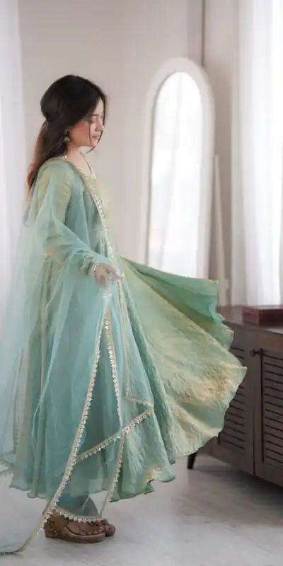 SRK 5355 Rama Doremon Crush Gown with Lace Work & Mirror Work. Exclusive Offer ₹2099. Delivery 4-6 Working Days. Shop now. | Bollywood Gowns, Creative Gowns, Designer Gowns, Embroidered Gowns, Gowns, Party Wear Gowns