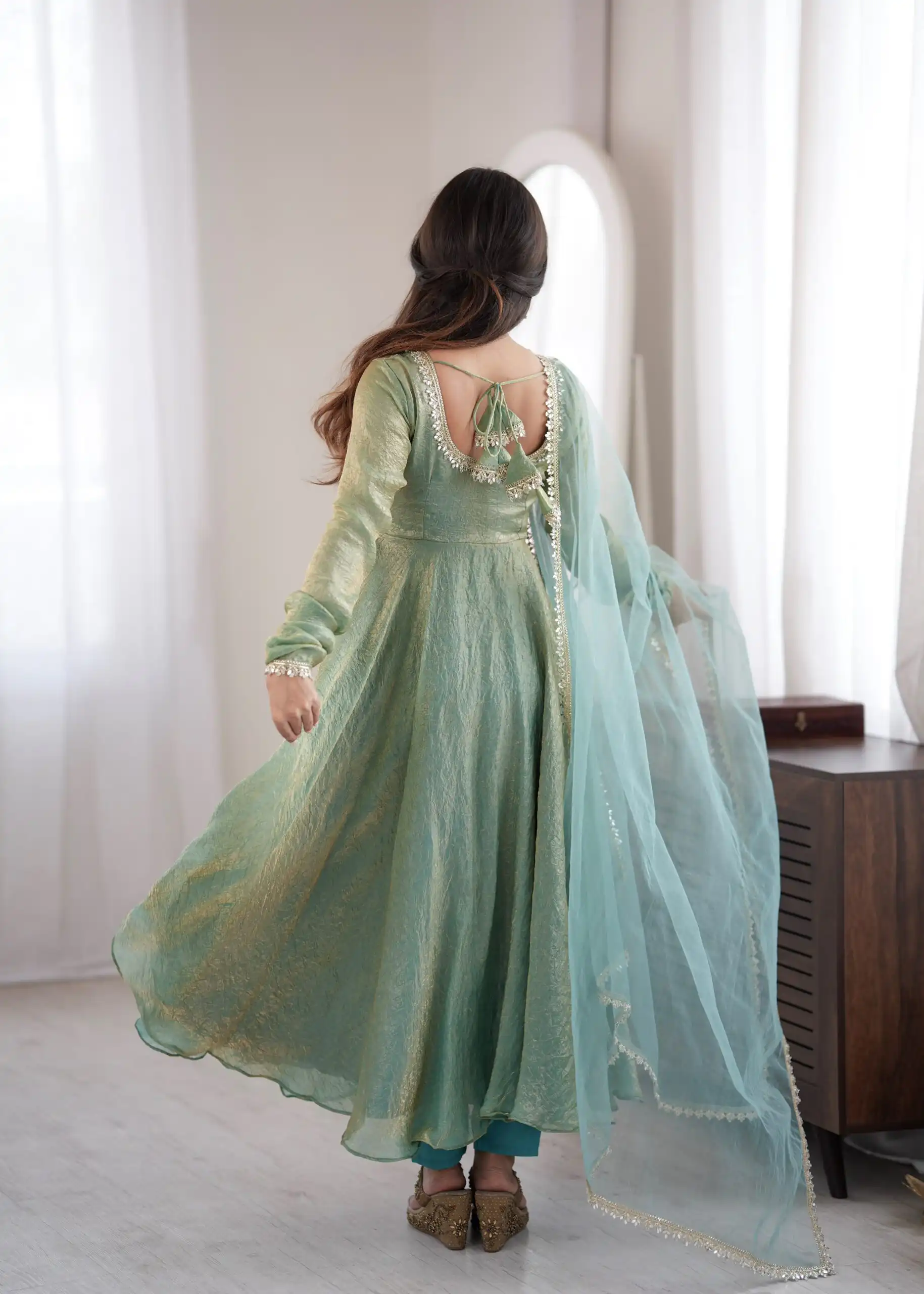 SRK 5355 Rama Doremon Crush Gown with Lace Work & Mirror Work. Exclusive Offer ₹2099. Delivery 4-6 Working Days. Shop now. | Bollywood Gowns, Creative Gowns, Designer Gowns, Embroidered Gowns, Gowns, Party Wear Gowns