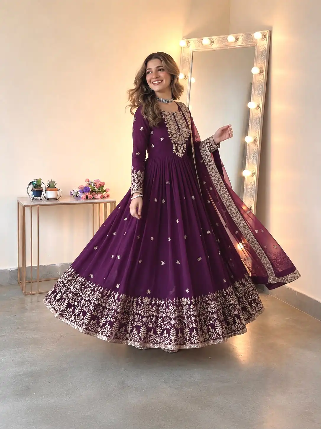 SSR 546 Wine in Georgette Embroidery Work & Sequins Work Gown . Get it for ₹2149. Delivery 4-6 Working Days. Online Shop now. | Bollywood Gowns, Creative Gowns, Designer Gowns, Embroidered Gowns, Gowns, Party Wear Gowns
