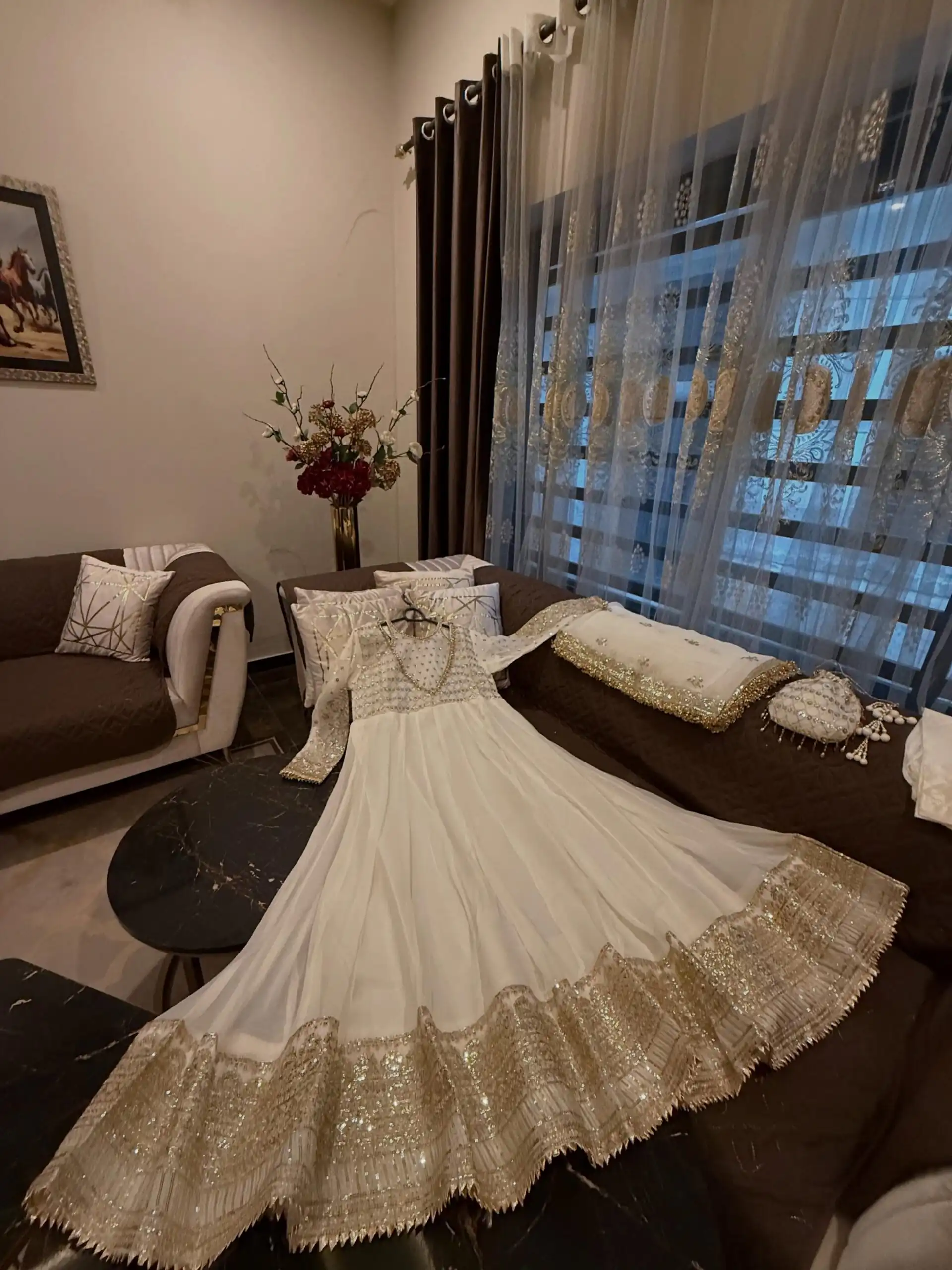 JF 049 White Georgette Gown with Embroidery Work & Sequins Work. Exclusive Offer ₹2149. Delivery 4-6 Working Days. Shop now. | Bollywood Gowns, Creative Gowns, Designer Gowns, Embroidered Gowns, Gowns, Party Wear Gowns