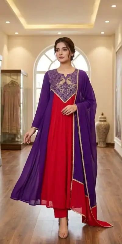 LG 2137 Purple Mul Chanderi Salwar Suit with Embroidery Work & Sequins Work. Festive Deal ₹2199. Delivery 4-6 Working Days. Shop nowp | Casual Suits, Jump Suits, Creative suits, Designer Suits, Palazzo Suits, Party Wear Suits, Patiala Suits, Salwar suit, Straight Suits