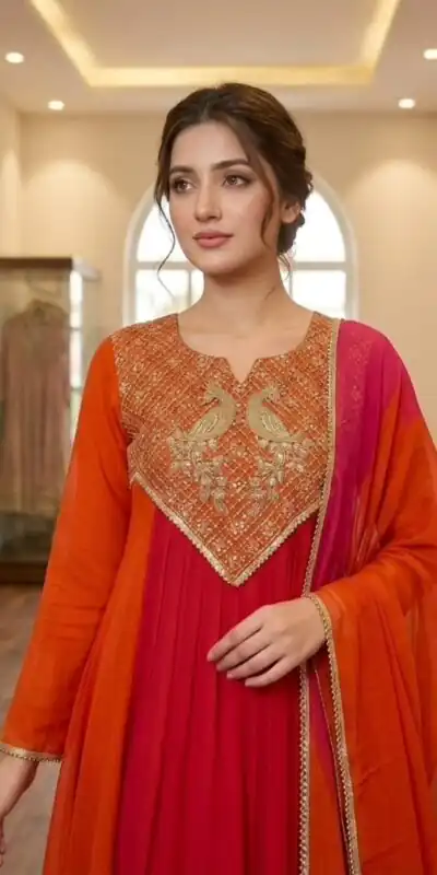 LG 2137 Red Mul Chanderi Salwar Suit with Embroidery Work & Sequins Work. Festive Deal ₹2199. Delivery 4-6 Working Days. Shop nowp | Casual Suits, Jump Suits, Creative suits, Designer Suits, Palazzo Suits, Party Wear Suits, Patiala Suits, Salwar suit, Straight Suits
