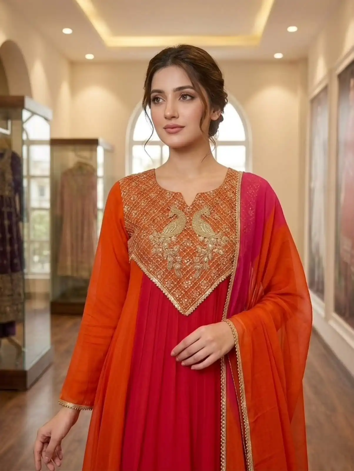 LG 2137 Red Mul Chanderi Salwar Suit with Embroidery Work & Sequins Work. Festive Deal ₹2199. Delivery 4-6 Working Days. Shop nowp | Casual Suits, Jump Suits, Creative suits, Designer Suits, Palazzo Suits, Party Wear Suits, Patiala Suits, Salwar suit, Straight Suits