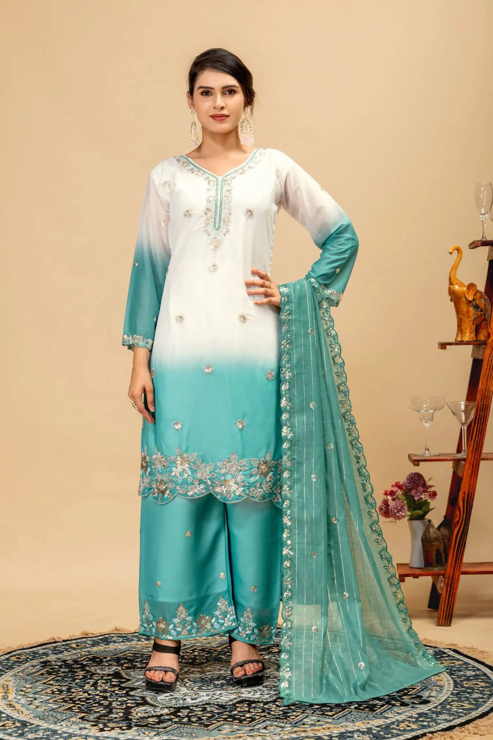 ST 1198 Firozi in Star Georgette Embroidery Work Salwar Suit . Introductory Price ₹2399. Delivery 4-6 Working Days. Shop now. | Casual Suits, Jump Suits, Creative suits, Designer Suits, Palazzo Suits, Party Wear Suits, Patiala Suits, Salwar suit, Straight Suits