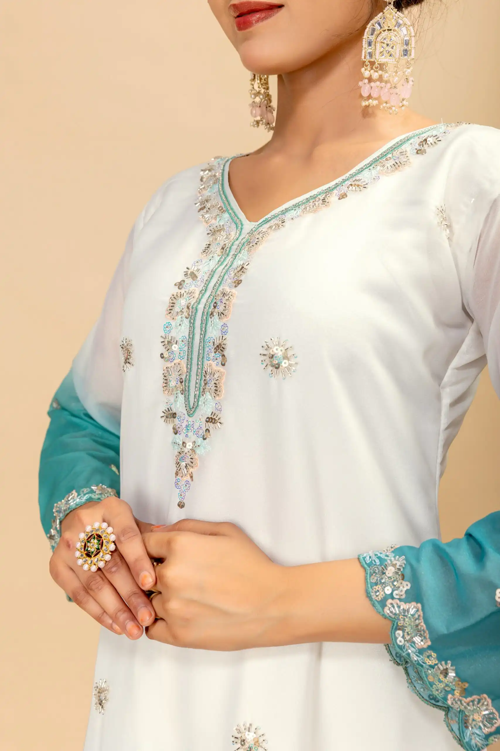ST 1198 Firozi in Star Georgette Embroidery Work Salwar Suit . Introductory Price ₹2399. Delivery 4-6 Working Days. Shop now. | Casual Suits, Jump Suits, Creative suits, Designer Suits, Palazzo Suits, Party Wear Suits, Patiala Suits, Salwar suit, Straight Suits