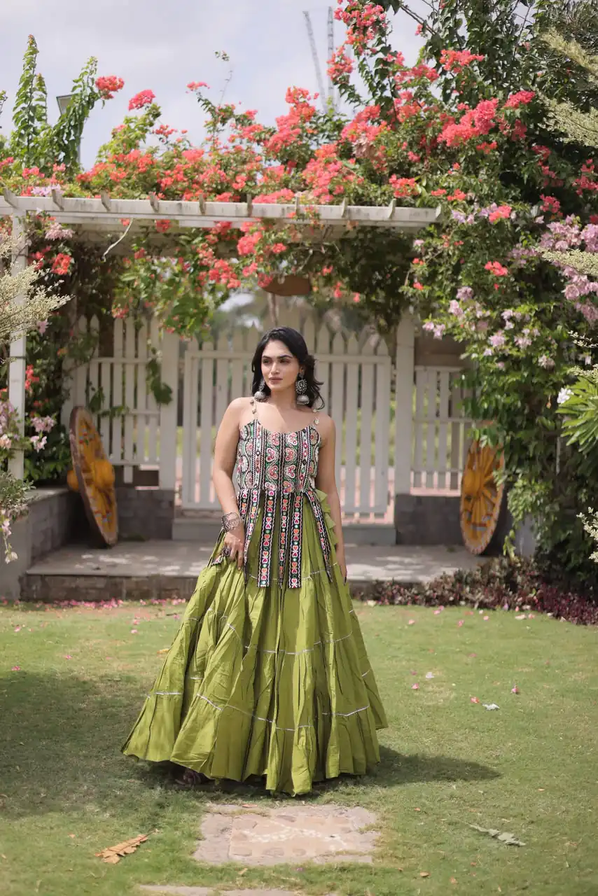 KA 5075 Pista Kora Cotton Lehenga Choli erfect for Wedding, Party, Haldi, Traditional Day, Makar Sankranti – . Special Price ₹2899. Delivery 4-6 Working | Bollywood Lehenga, Creative Lehenga, Designer Lehenga, Embroidered Lehenga, Lehenga, Party Wear Lehenga