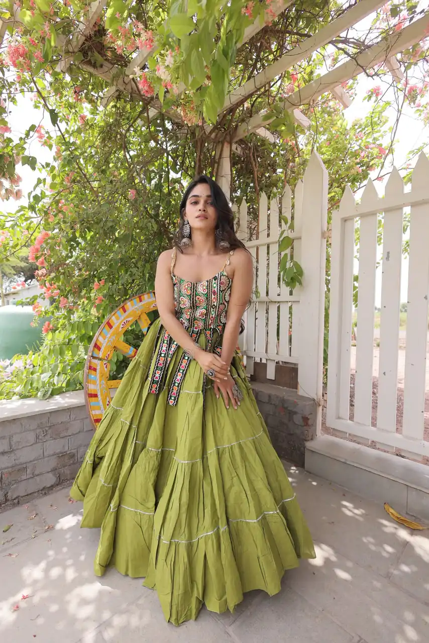 KA 5075 Pista Kora Cotton Lehenga Choli erfect for Wedding, Party, Haldi, Traditional Day, Makar Sankranti – . Special Price ₹2899. Delivery 4-6 Working | Bollywood Lehenga, Creative Lehenga, Designer Lehenga, Embroidered Lehenga, Lehenga, Party Wear Lehenga