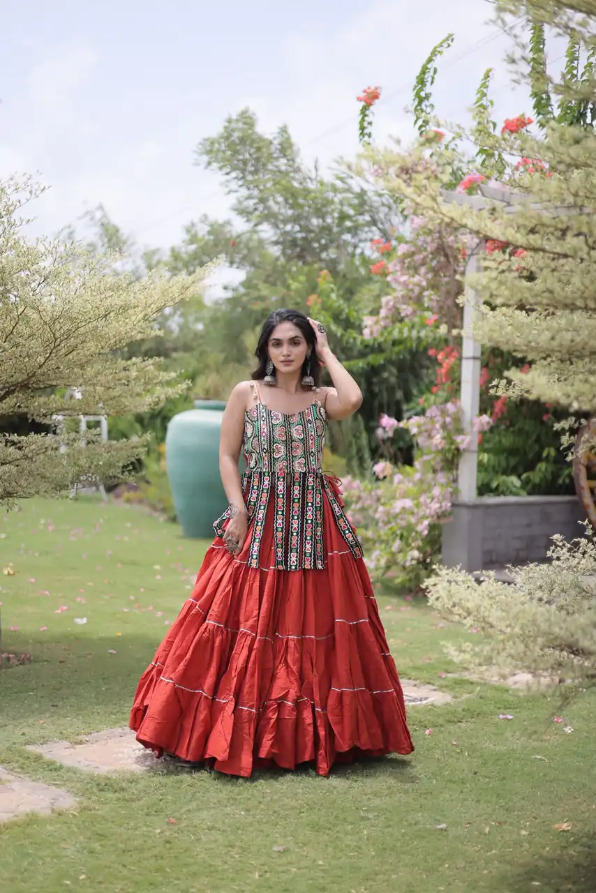 KA 5075 Rust Kora Cotton Lehenga Choli erfect for Wedding, Party, Haldi, Traditional Day, Makar Sankranti – . Special Price ₹2899. Delivery 4-6 Working | Bollywood Lehenga, Creative Lehenga, Designer Lehenga, Embroidered Lehenga, Lehenga, Party Wear Lehenga