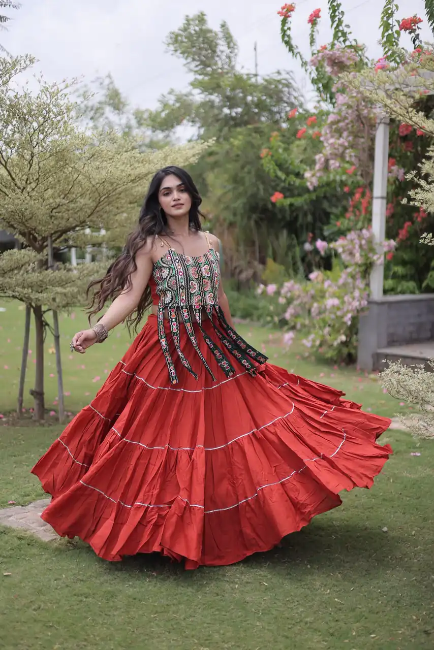 KA 5075 Rust Kora Cotton Lehenga Choli erfect for Wedding, Party, Haldi, Traditional Day, Makar Sankranti – . Special Price ₹2899. Delivery 4-6 Working | Bollywood Lehenga, Creative Lehenga, Designer Lehenga, Embroidered Lehenga, Lehenga, Party Wear Lehenga