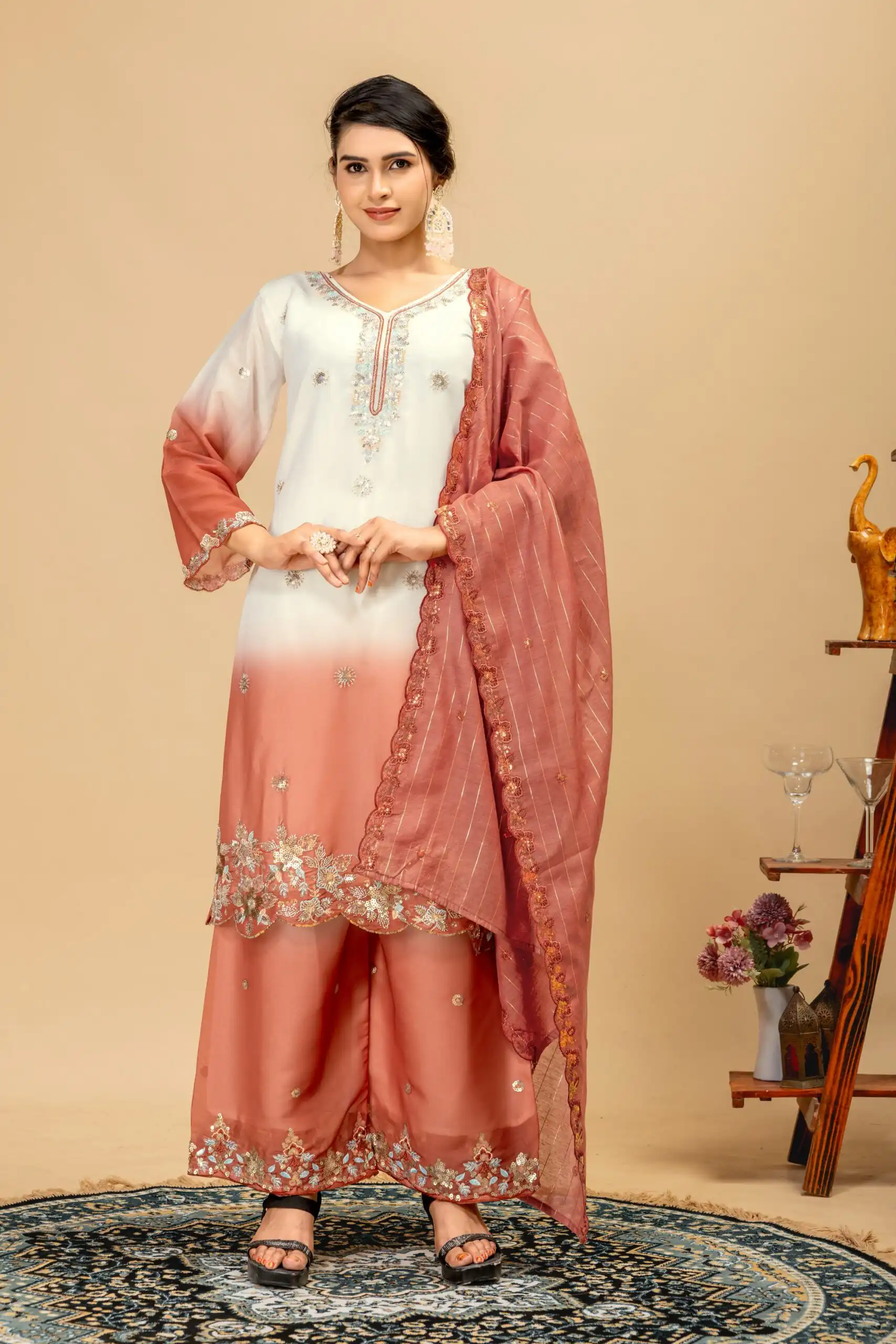 ST 1198 Rust  in Star Georgette Embroidery Work Salwar Suit . Introductory Price ₹2399. Delivery 4-6 Working Days. Shop now. | Casual Suits, Jump Suits, Creative suits, Designer Suits, Palazzo Suits, Party Wear Suits, Patiala Suits, Salwar suit, Straight Suits