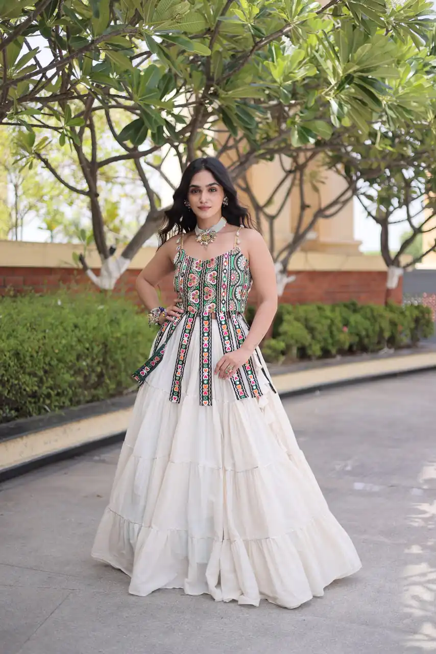KA 5075 White Kora Cotton Lehenga Choli erfect for Wedding, Party, Haldi, Traditional Day, Makar Sankranti – . Special Price ₹2899. Delivery 4-6 Working | Bollywood Lehenga, Creative Lehenga, Designer Lehenga, Embroidered Lehenga, Lehenga, Party Wear Lehenga