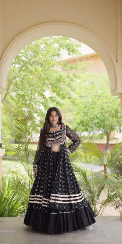 KA 5081 Black| Faux Georgette Lehenga Choli with Embroidery Work & Lace Work. Special Price ₹3099. Delivery 4-6 Working Days. Shop now. | Bollywood Lehenga, Creative Lehenga, Designer Lehenga, Embroidered Lehenga, Lehenga, Party Wear Lehenga