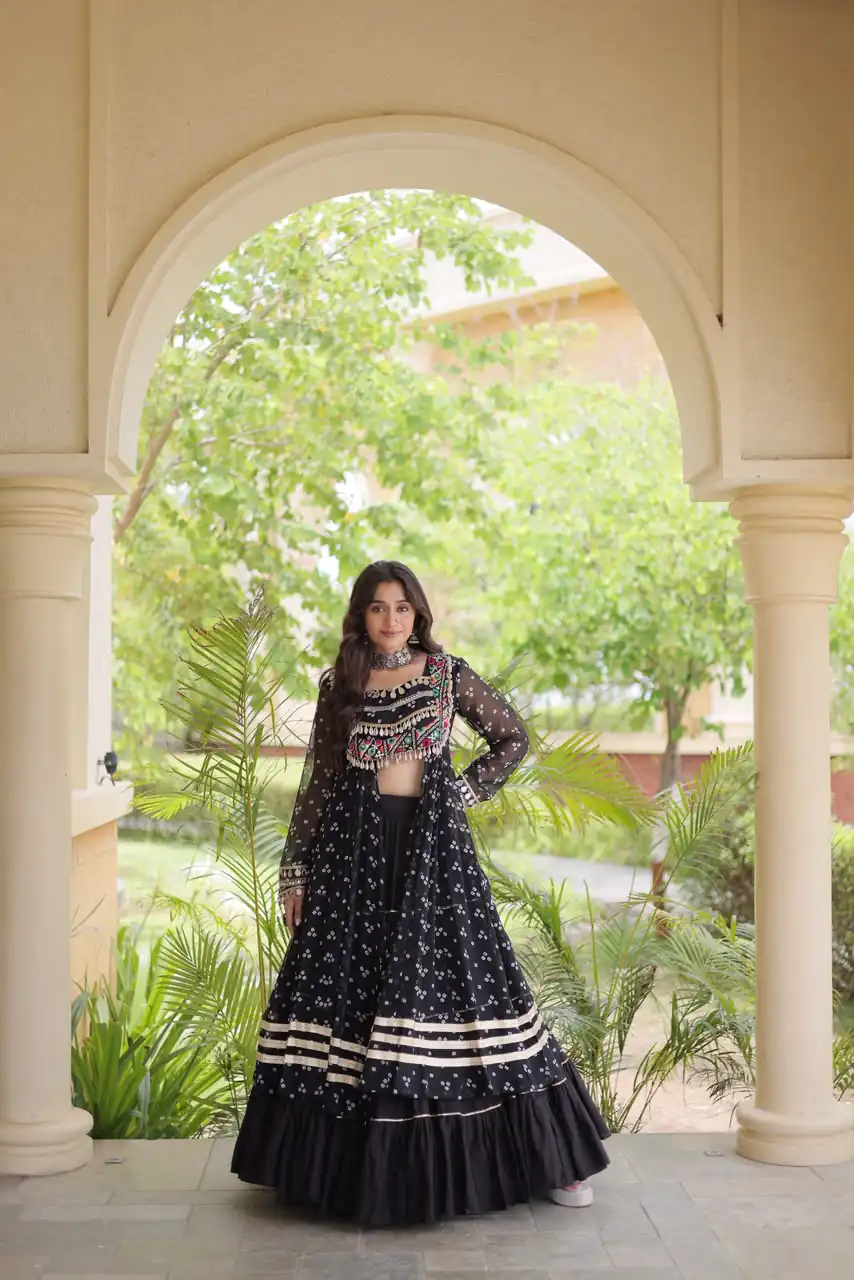 KA 5081 Black| Faux Georgette Lehenga Choli with Embroidery Work & Lace Work. Special Price ₹3099. Delivery 4-6 Working Days. Shop now. | Bollywood Lehenga, Creative Lehenga, Designer Lehenga, Embroidered Lehenga, Lehenga, Party Wear Lehenga