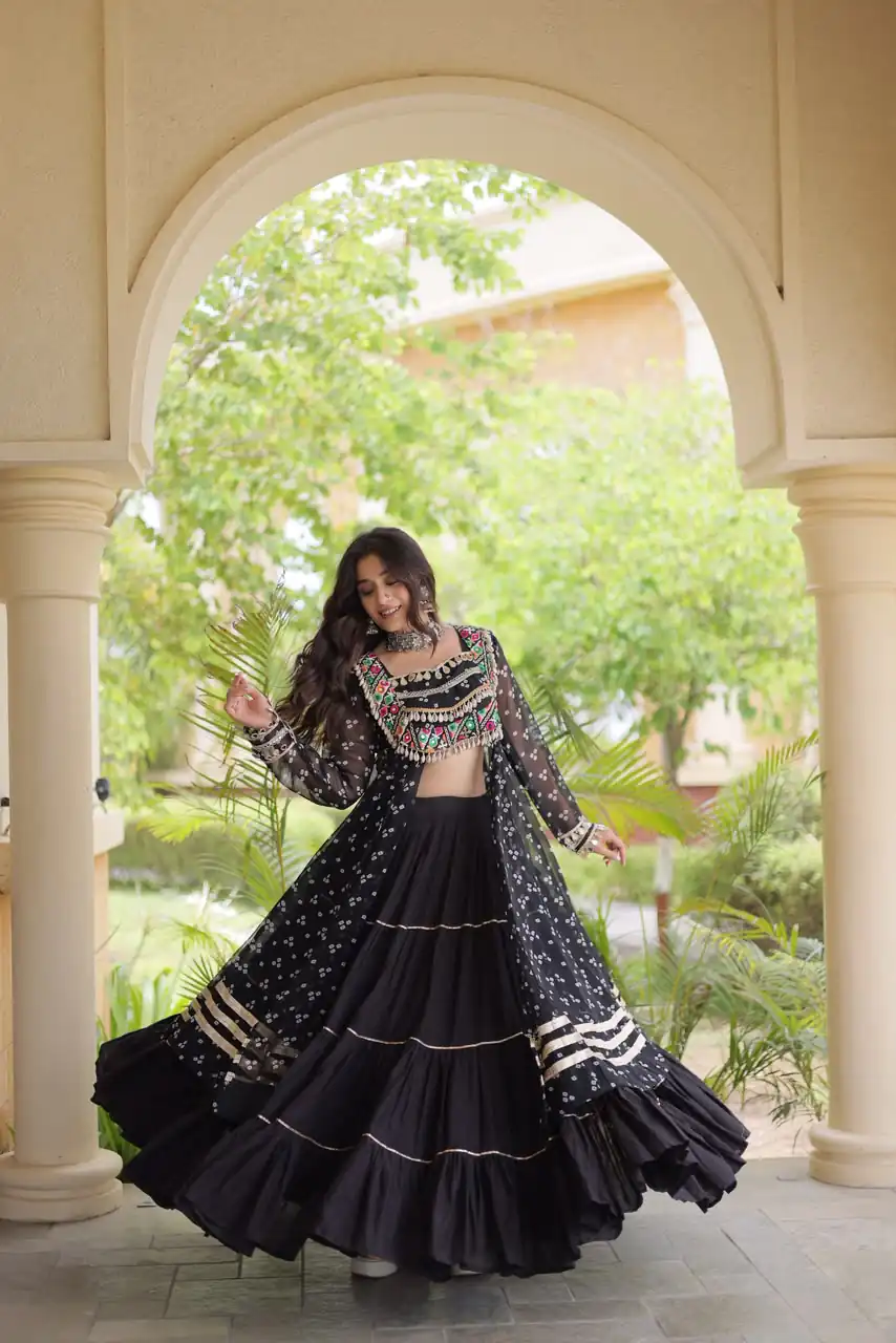 KA 5081 Black| Faux Georgette Lehenga Choli with Embroidery Work & Lace Work. Special Price ₹3099. Delivery 4-6 Working Days. Shop now. | Bollywood Lehenga, Creative Lehenga, Designer Lehenga, Embroidered Lehenga, Lehenga, Party Wear Lehenga