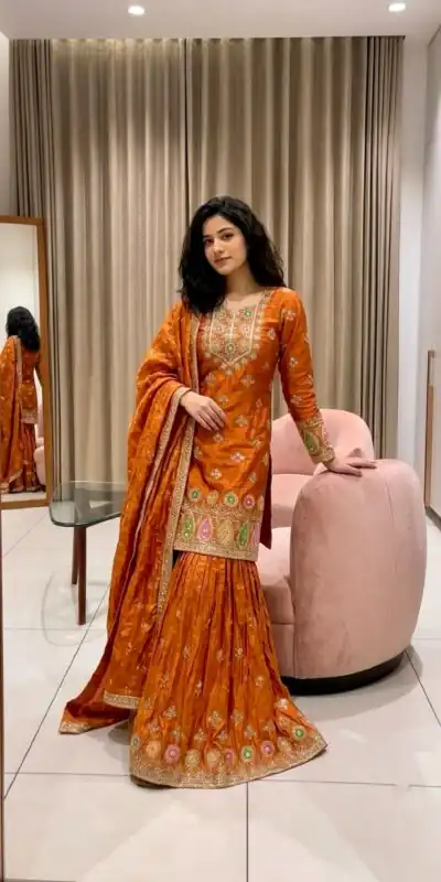 WW 1276 Rust Pure Endy Silk Salwar Suit with Embroidery Work & Sequins Work. Exclusive Offer ₹2399. Delivery 4-6 Working Days. Shop now. | Casual Suits, Jump Suits, Creative suits, Designer Suits, Palazzo Suits, Party Wear Suits, Patiala Suits, Salwar suit, Straight Suits