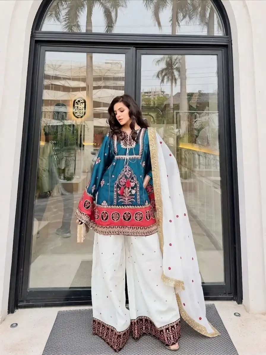 SKF 1731 Blue Color Natural Crep Salwar Suit with Embroidery Work. Wedding, Party, Festive, Best Price ₹2149. Delivery 4-6 Working Days. Shop now. | Casual Suits, Jump Suits, Creative suits, Designer Suits, Palazzo Suits, Party Wear Suits, Patiala Suits, Salwar suit, Straight Suits