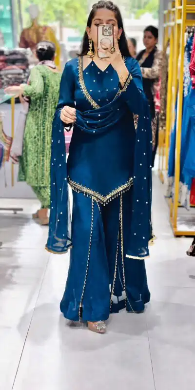JF 054 Blue Color Roman Silk Salwar Suit with Embroidery Work. Available at ₹2399 only. Delivery 4-6 Working Days. Shop now. | Casual Suits, Jump Suits, Creative suits, Designer Suits, Palazzo Suits, Party Wear Suits, Patiala Suits, Salwar suit, Straight Suits