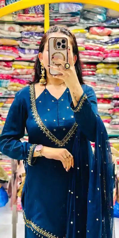JF 054 Blue Color Roman Silk Salwar Suit with Embroidery Work. Available at ₹2399 only. Delivery 4-6 Working Days. Shop now. | Casual Suits, Jump Suits, Creative suits, Designer Suits, Palazzo Suits, Party Wear Suits, Patiala Suits, Salwar suit, Straight Suits