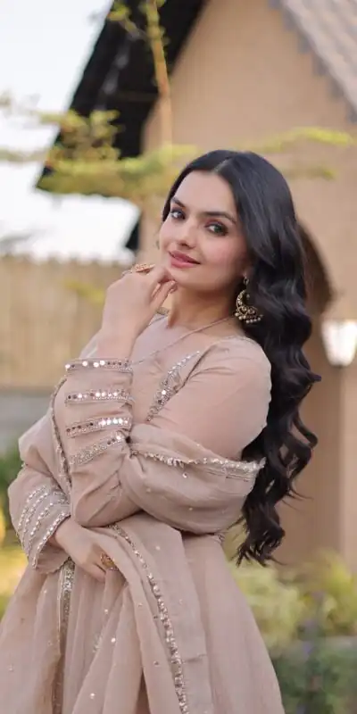 KA 1261 Cream Silver Crunchy Gown Perfect for Wedding, Party, Durga Puja, Ganesh Chaturthi, Family Gatherings – n. Festive Deal ₹2249. Delivery 4-6 Worki | Bollywood Gowns, Creative Gowns, Designer Gowns, Embroidered Gowns, Gowns, Party Wear Gowns