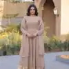 KA 1261 Cream Silver Crunchy Gown Perfect for Wedding, Party, Durga Puja, Ganesh Chaturthi, Family Gatherings – n. Festive Deal ₹2249. Delivery 4-6 Worki | Bollywood Gowns, Creative Gowns, Designer Gowns, Embroidered Gowns, Gowns, Party Wear Gowns