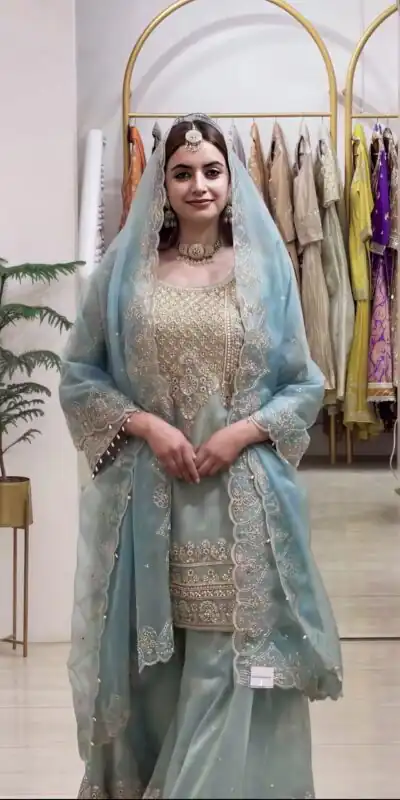 NSR 904 Dusty Blue Faux Georgette Salwar Suit with Mirror Work & Embroidery Work. Get it for ₹2399. Delivery 4-6 Working Days. Shop now. | Casual Suits, Jump Suits, Creative suits, Designer Suits, Palazzo Suits, Party Wear Suits, Patiala Suits, Salwar suit, Straight Suits