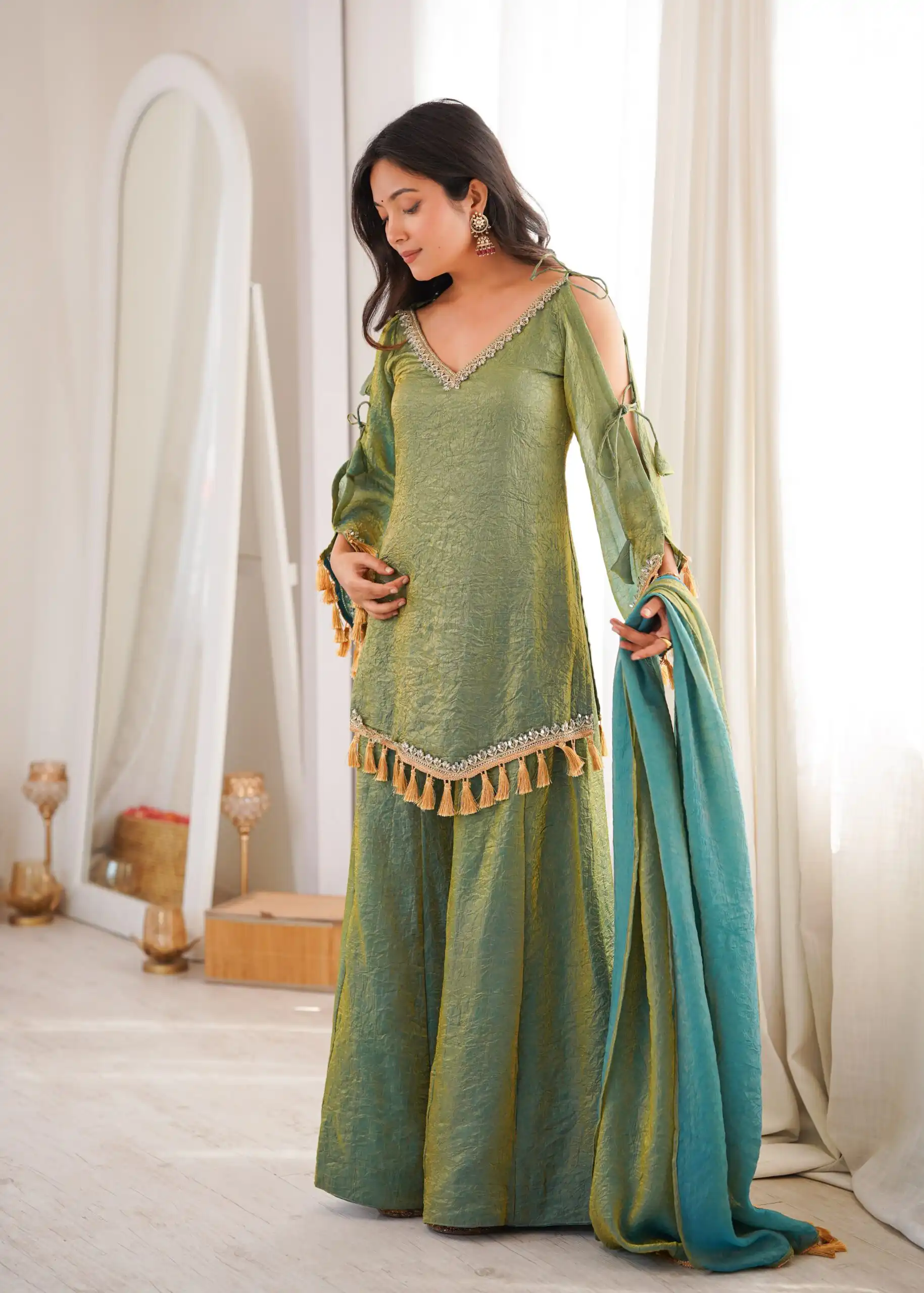 SRK 5357 Green Doremon Crush Salwar Suit Perfect for Wedding, Party, Traditional Day, Baisakhi, Karwa Chauth – . Exclusive Offer ₹2099. Delive | Casual Suits, Jump Suits, Creative suits, Designer Suits, Palazzo Suits, Party Wear Suits, Patiala Suits, Salwar suit, Straight Suits