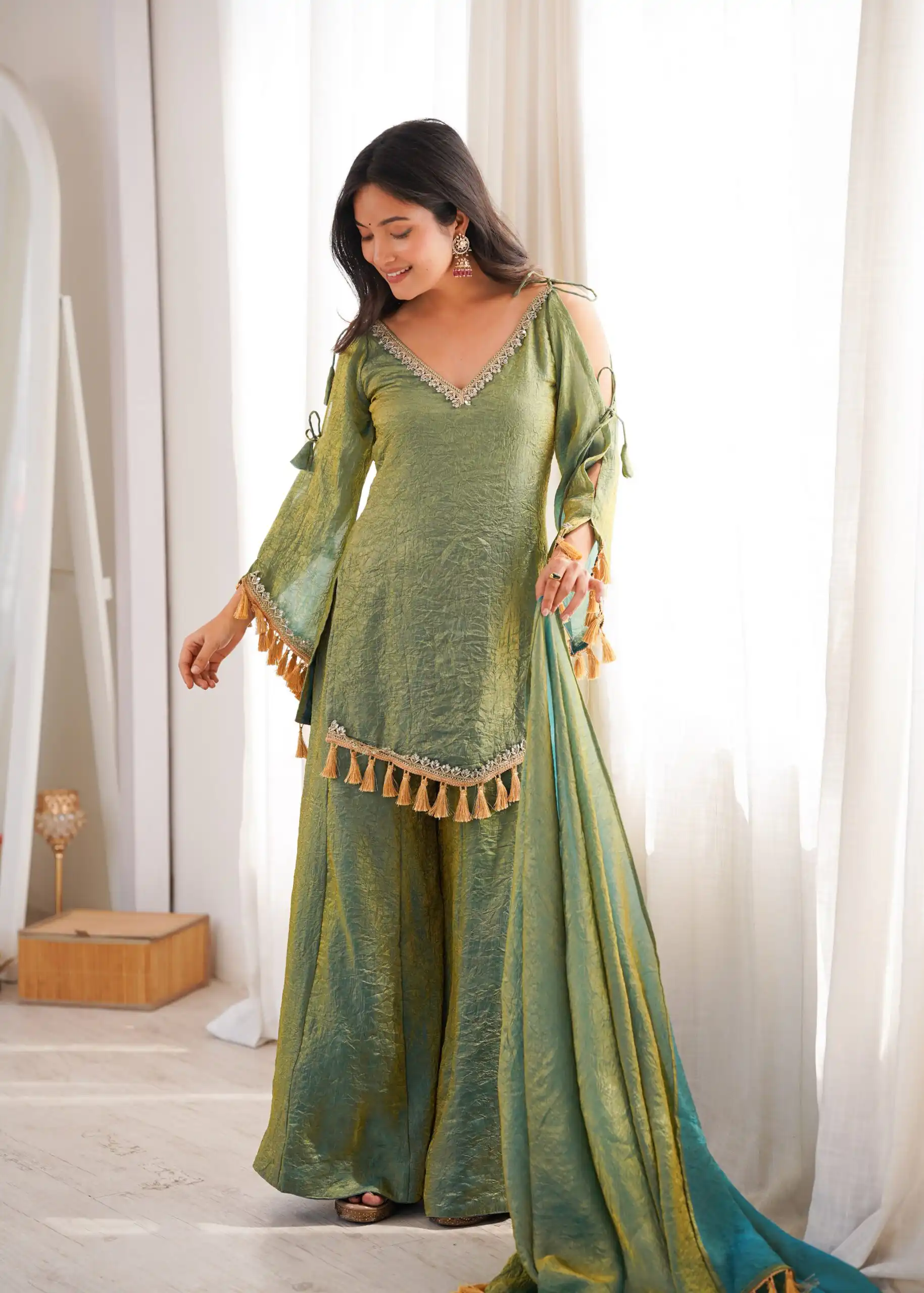 SRK 5357 Green Doremon Crush Salwar Suit Perfect for Wedding, Party, Traditional Day, Baisakhi, Karwa Chauth – . Exclusive Offer ₹2099. Delive | Casual Suits, Jump Suits, Creative suits, Designer Suits, Palazzo Suits, Party Wear Suits, Patiala Suits, Salwar suit, Straight Suits