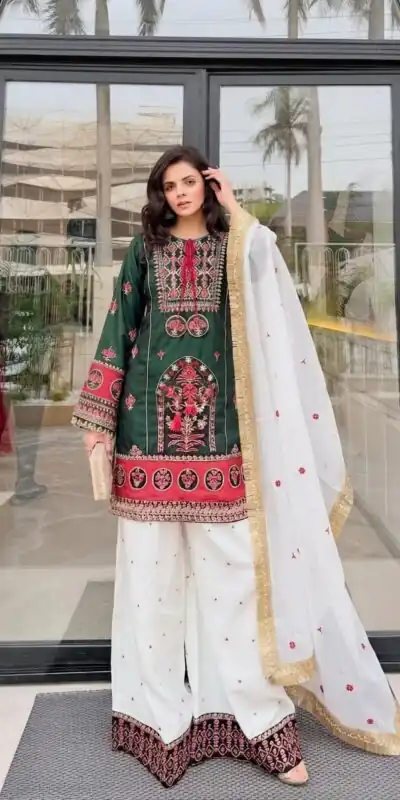 SKF 1731 Green Color Natural Crep Salwar Suit with Embroidery Work. Wedding, Party, Festive, Best Price ₹2149. Delivery 4-6 Working Days. Shop now. | Casual Suits, Jump Suits, Creative suits, Designer Suits, Palazzo Suits, Party Wear Suits, Patiala Suits, Salwar suit, Straight Suits