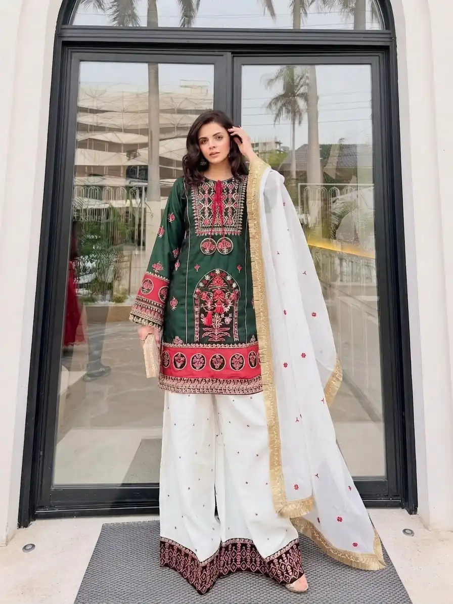 SKF 1731 Green Color Natural Crep Salwar Suit with Embroidery Work. Wedding, Party, Festive, Best Price ₹2149. Delivery 4-6 Working Days. Shop now. | Casual Suits, Jump Suits, Creative suits, Designer Suits, Palazzo Suits, Party Wear Suits, Patiala Suits, Salwar suit, Straight Suits