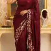 DF 3459 Maroon in Faux Georgette Zari Work & Embroidery Work Saree. Special Price ₹1899. Delivery 4-6 Working Days. Shop now. | Creative Sarees, Bollywood Sarees, Designer Sarees, Embroidered Sarees, Ethnic Saree, Modern Digital sarees, Party Wear Sarees, Sarees