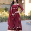 KA 1261 Maroon Silver Crunchy Gown Perfect for Wedding, Party, Durga Puja, Ganesh Chaturthi, Family Gatherings – n. Festive Deal ₹2249. Delivery 4-6 Worki | Bollywood Gowns, Creative Gowns, Designer Gowns, Embroidered Gowns, Gowns, Party Wear Gowns