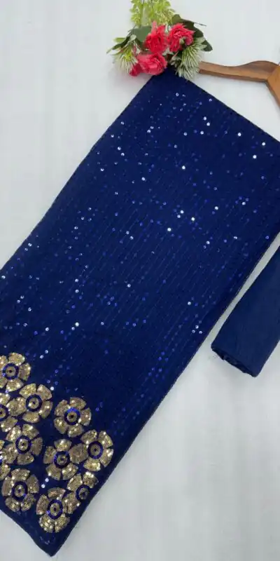 DF 3459 Navy Blue in Faux Georgette Zari Work & Embroidery Work Saree. Special Price ₹1899. Delivery 4-6 Working Days. Shop now. | Creative Sarees, Bollywood Sarees, Designer Sarees, Embroidered Sarees, Ethnic Saree, Modern Digital sarees, Party Wear Sarees, Sarees