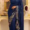 DF 3459 Navy Blue in Faux Georgette Zari Work & Embroidery Work Saree. Special Price ₹1899. Delivery 4-6 Working Days. Shop now. | Creative Sarees, Bollywood Sarees, Designer Sarees, Embroidered Sarees, Ethnic Saree, Modern Digital sarees, Party Wear Sarees, Sarees